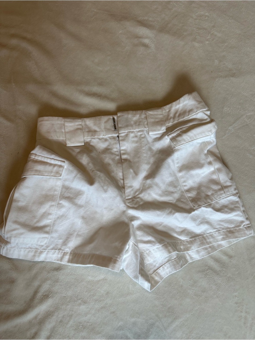 TNA White High-Waist Utility Shorts